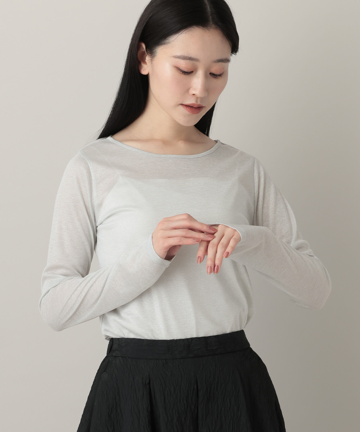 A part by 「ラメシアーカット_長袖」|Tシャツ・カットソー|ライトグレー