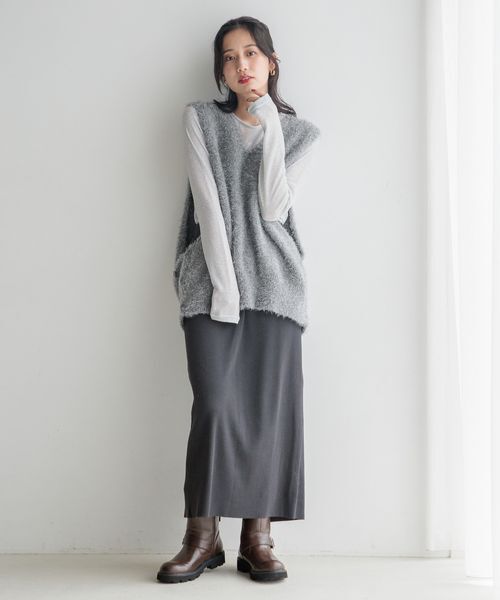 LOWRYS FARM「カットリブタイトスカート」|スカート|