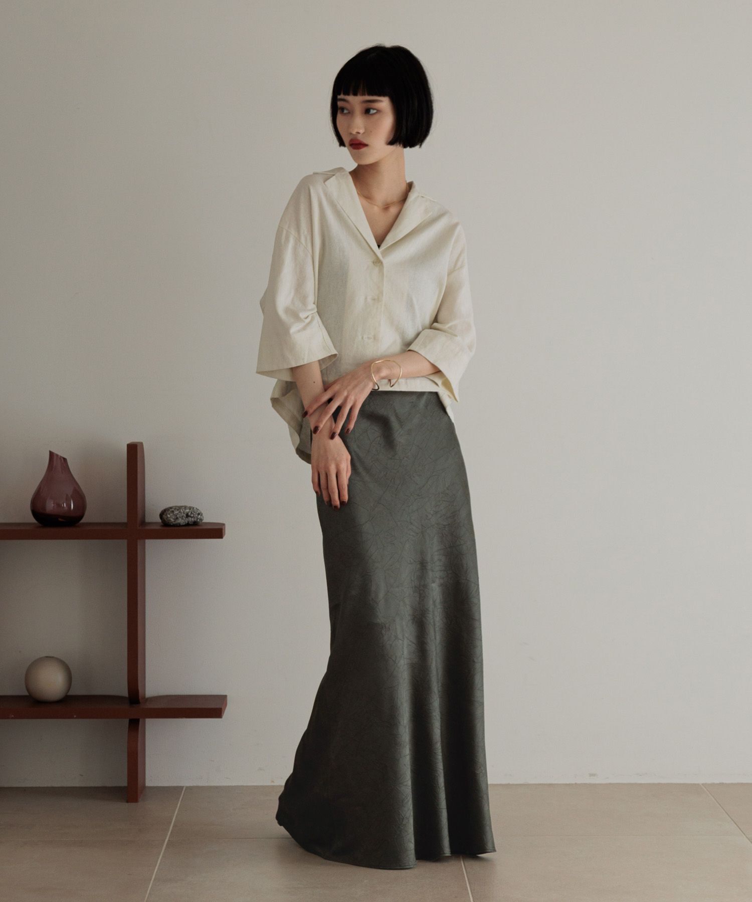 LOWRYS FARM「ストレッチサテンスカート」|スカート|