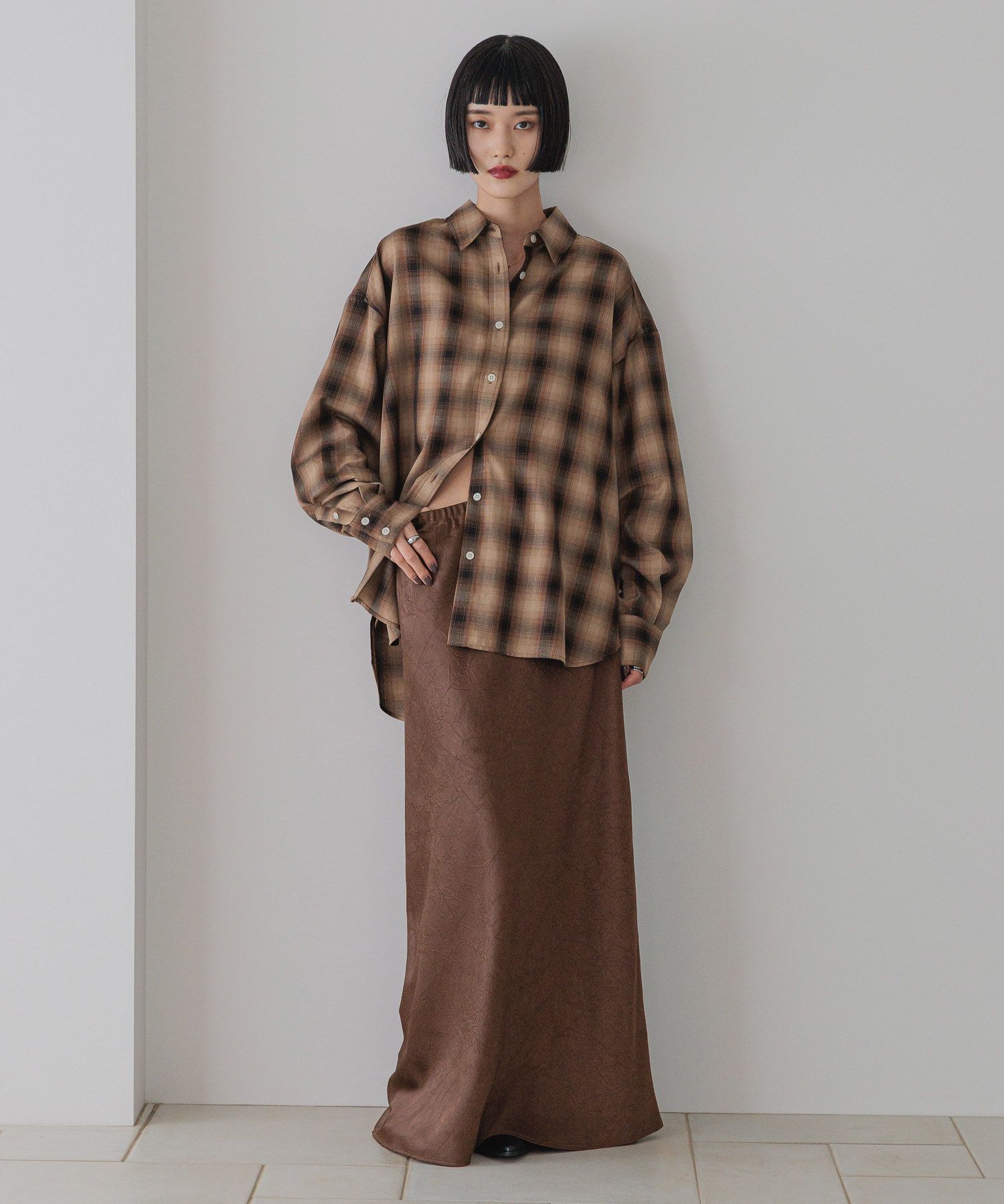 LOWRYS FARM「ストレッチサテンスカート」|スカート|