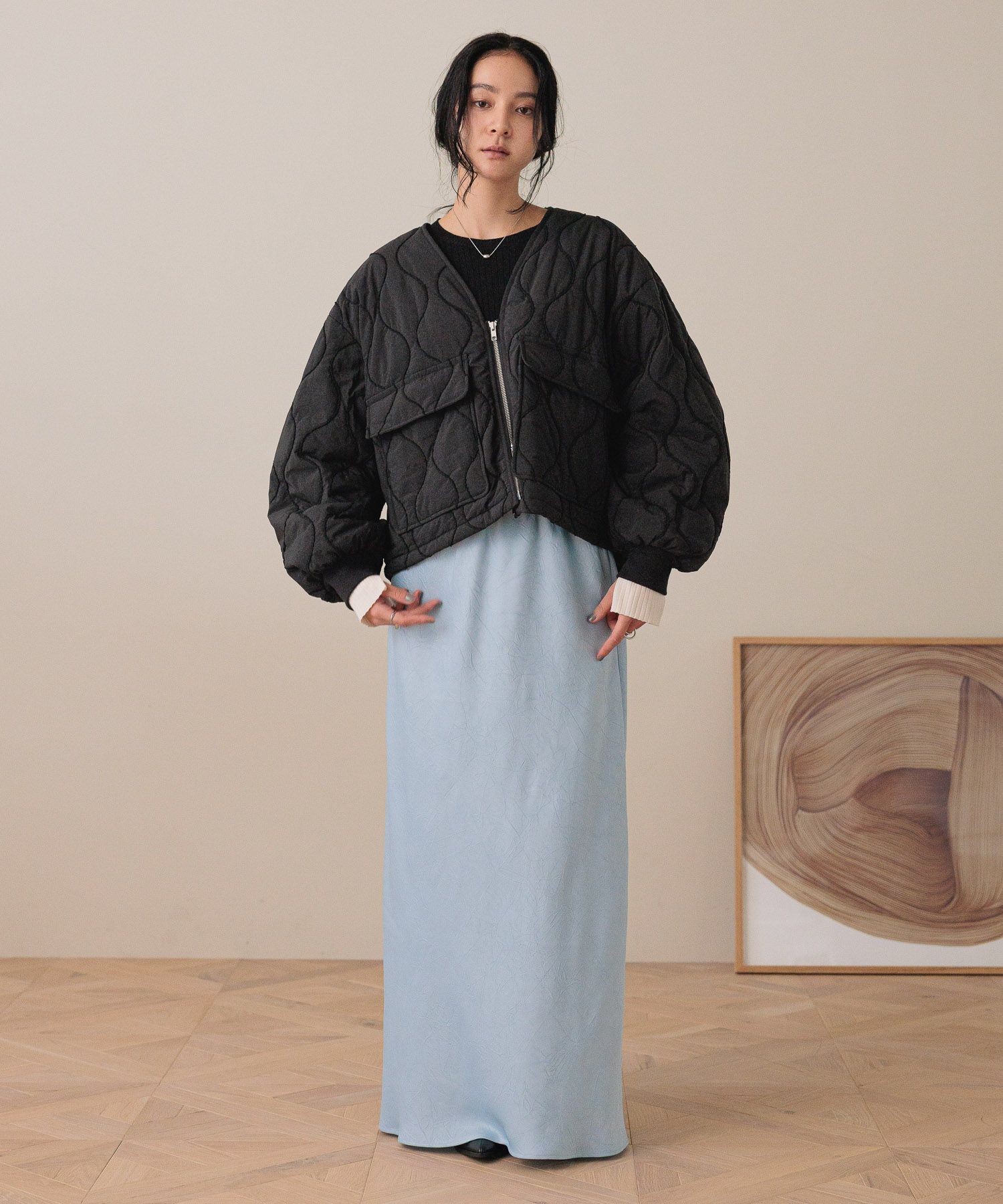 LOWRYS FARM「ストレッチサテンスカート」|スカート|