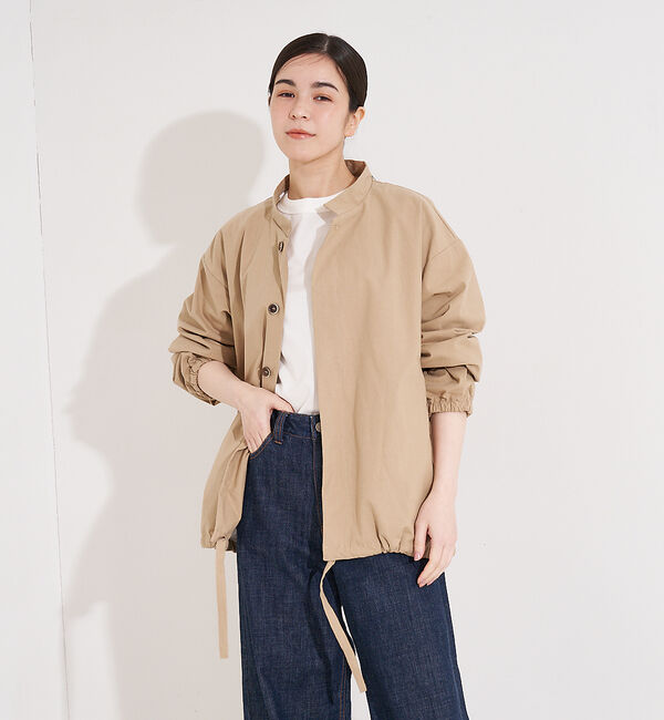 collex「【yarmo】 Drawstring Jacket／ドローストリングジャケット」|ブルゾン・スタジャン|ダークベージュ