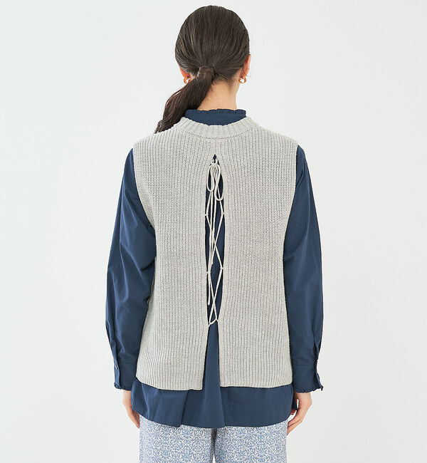 collex「バックレースアップ畔編みベスト」|ベスト・ジレ|