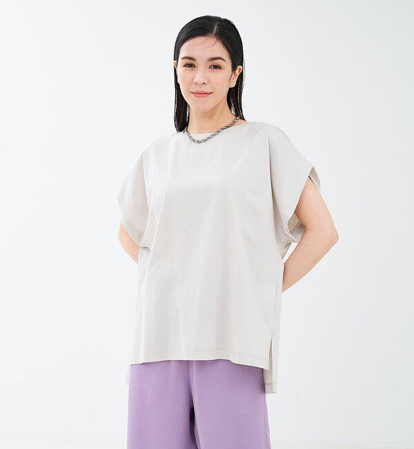 collex「【接触冷感・UVカット】コンパクトクールフレンチスリーブチュニック」|Tシャツ・カットソー|ライトグレー
