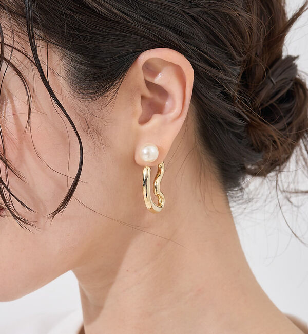 collex「【dignif】【金属アレルギー対応】パールキャッチウェーブ2WAYピアス」|ピアス|