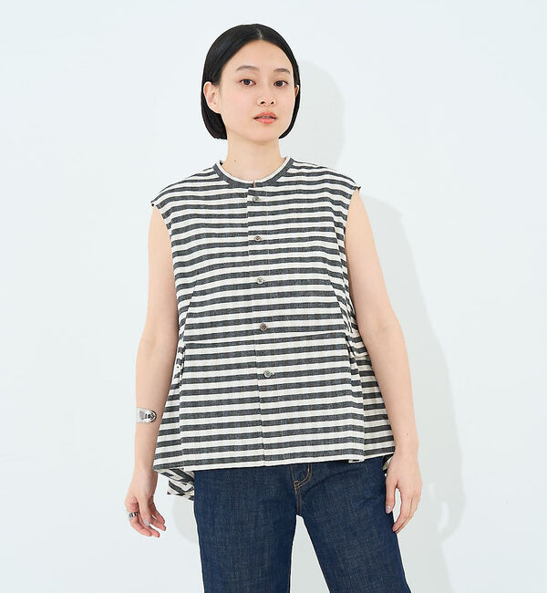 collex「ボーダーノースリーブブラウス」|シャツ・ブラウス|