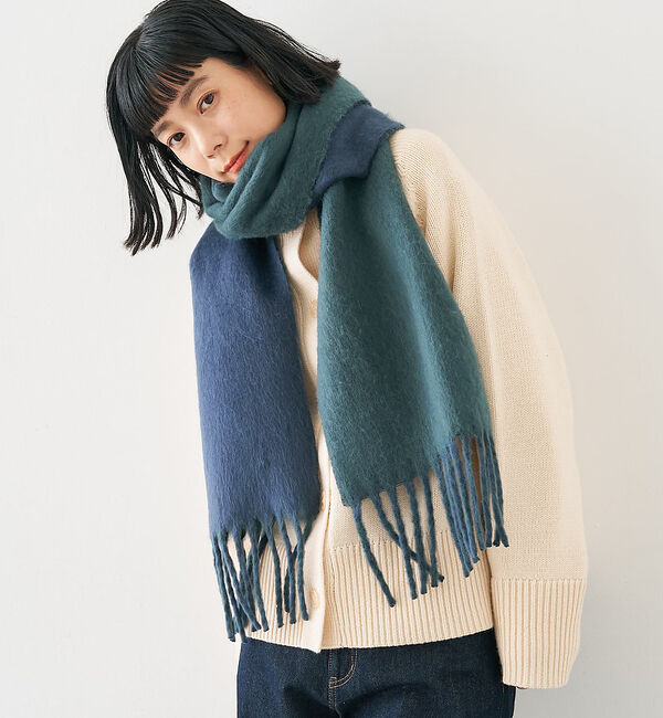 collex「ソフトブークレーリバーシブルマフラー」|マフラー|ネイビー