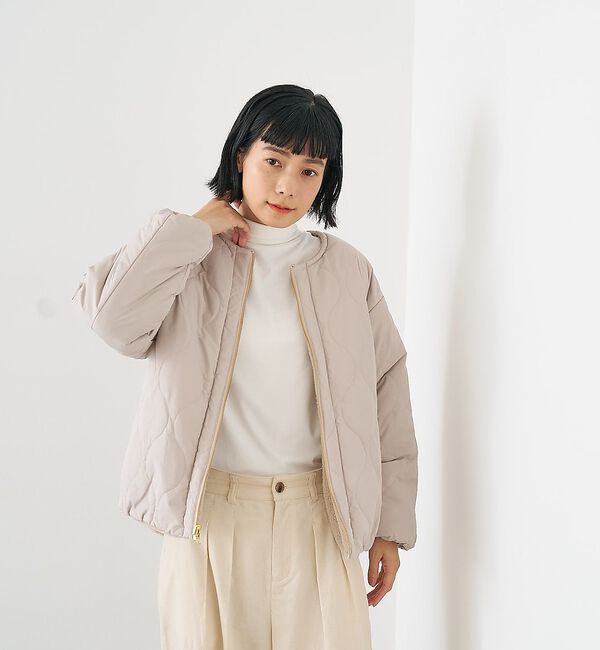 collex「キルト&times;ボアリバーシブル中綿ブルゾン」|ブルゾン・スタジャン|ベージュ