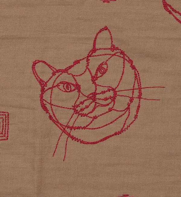 collex「【＋HAyU fabric】 ダブルガーゼ 猫刺繍ハンカチ 綿100%」|ハンカチ|
