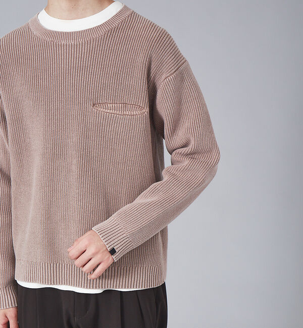 ABAHOUSE「畦編みフェードカラー コットン プルオーバー クルーネックニット」|ニット・セーター|