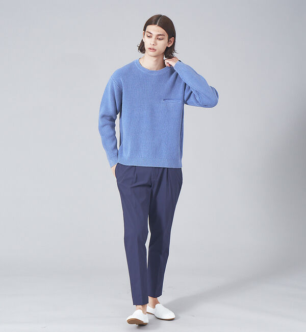 ABAHOUSE「畦編みフェードカラー コットン プルオーバー クルーネックニット」|ニット・セーター|