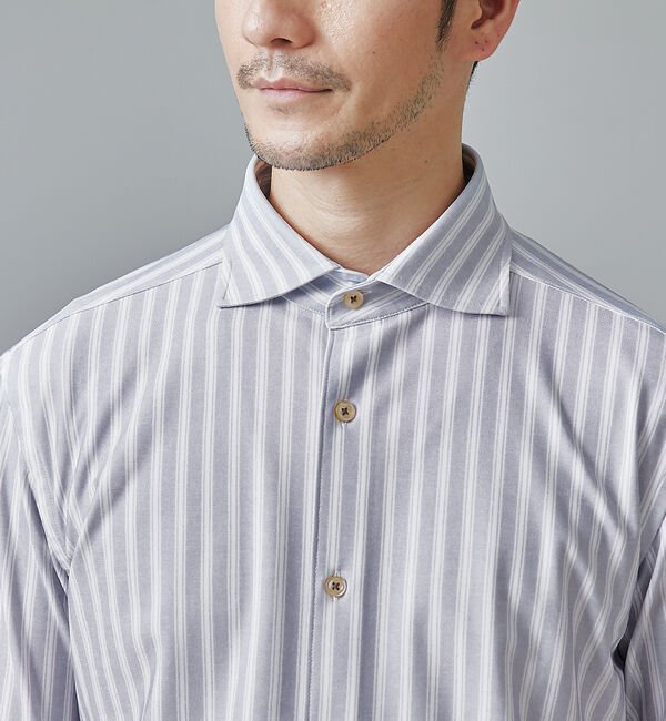 ABAHOUSE「【FLEX SHIRTS】マルチストレッチ シャンブレー ストライプ シャツ」|シャツ・ブラウス|