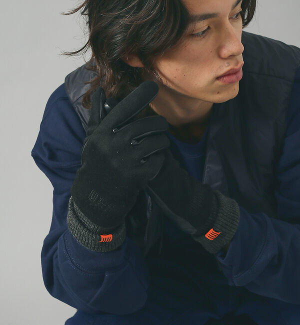 ABAHOUSE「【UNIVERSAL OVERALL / ユニバーサル オーバーオール】レザーコ」|手袋|ブラック