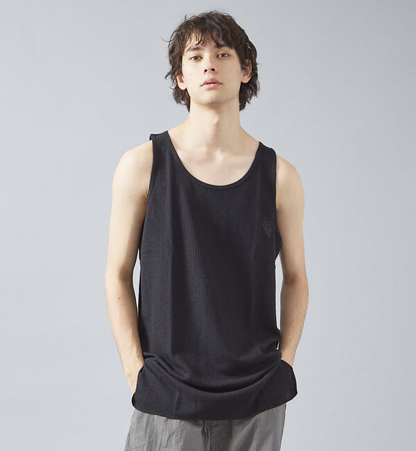 ABAHOUSE「【JEMORGAN /ジェーイーモーガン 】ワッフルロングシルエットタンクトップ」|キャミソール|ブラック