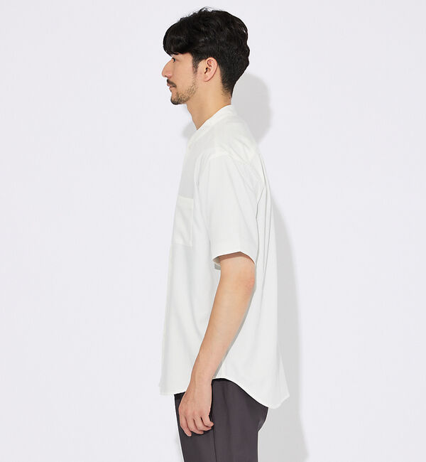 ABAHOUSE「【変形襟】トロミシャンブレー カラーレス 半袖シャツ / バンドカラー」|シャツ・ブラウス|