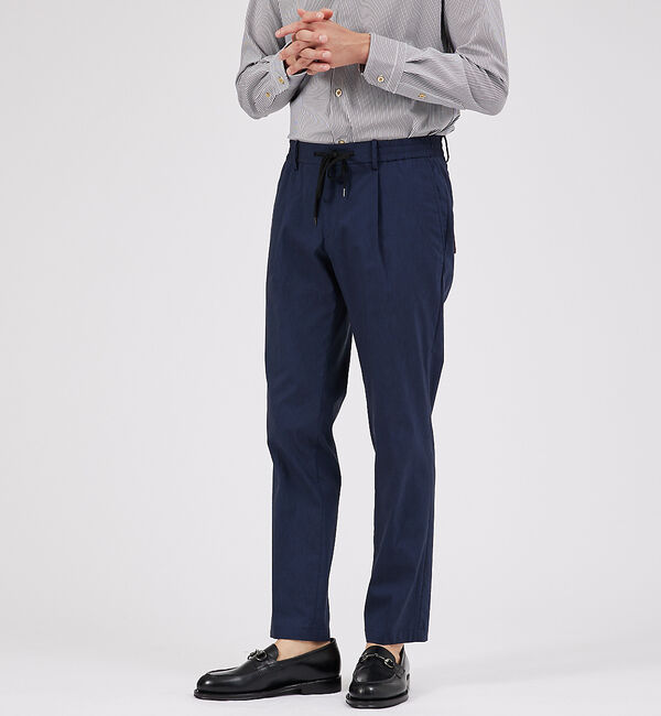 ABAHOUSE「【セットアップ対応】スーパーストレッチ リネンブレンド イージー スラックス」|スラックス|ダークネイビー