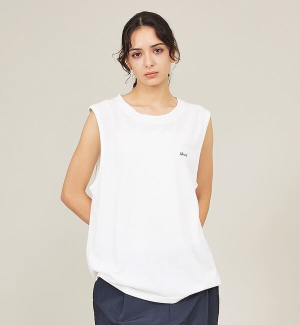 ABAHOUSE「【NANGA/ナンガ】DRY MIX TANK TOP /ロゴプリント 吸汗速乾」|キャミソール|ホワイト