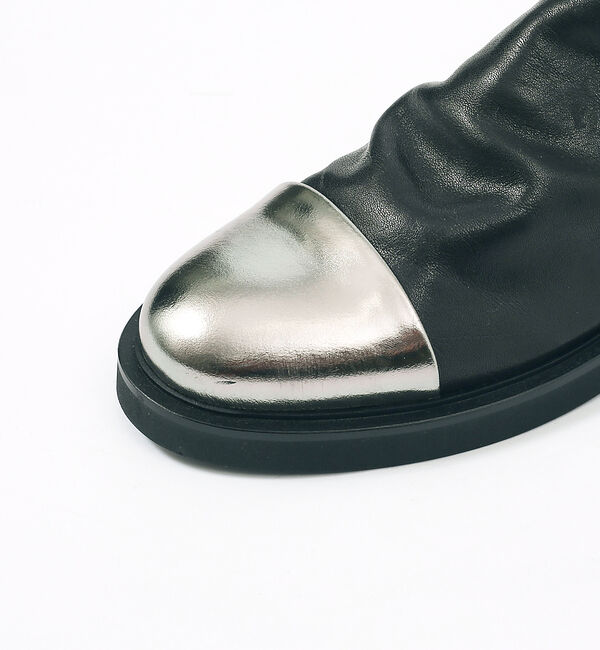 alfredoBANNISTER「【ソフトレザー】ドレープ ミラートゥ サイドゴア ブーツ」|ショートブーツ|