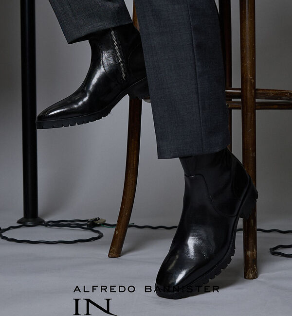 alfredoBANNISTER「スクエア サイドジップ ブーツ」|ショートブーツ|ブラック系その他1