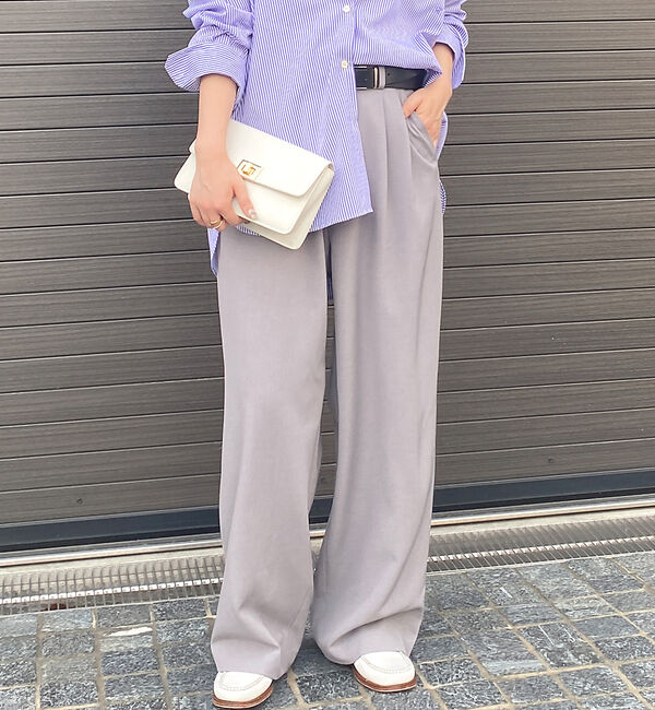 Rouge vif「ストレッチツイル  ワイドパンツ」|その他|グレー