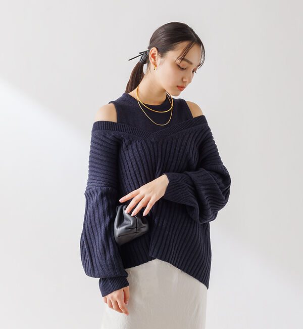 Rouge vif「Vネックリブニット アンサンブル」|ニット・セーター|