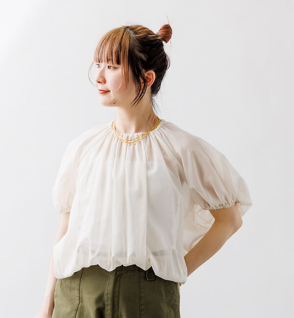 Rouge vif「コットンボイルギャザーブラウス」|シャツ・ブラウス|