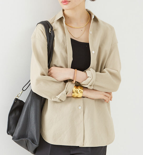 Rouge vif「綿麻レギュラー ナチュラルシャツ」|シャツ・ブラウス|ダークベージュ