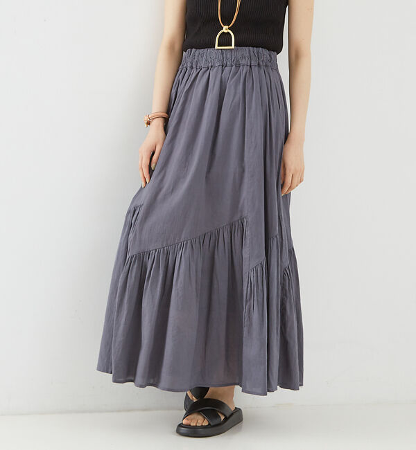 Rouge vif「コットンボイルスモッキングマキシスカート」|スカート|