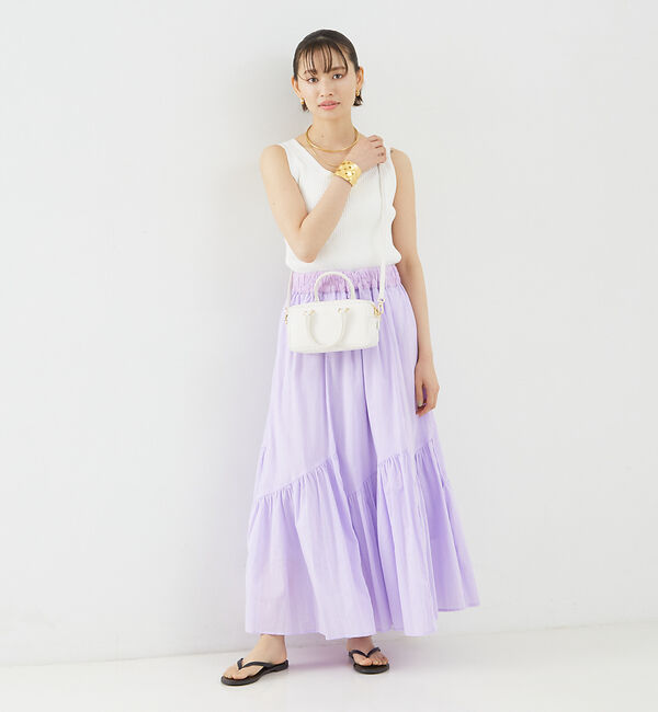 Rouge vif「コットンボイルスモッキングマキシスカート」|スカート|