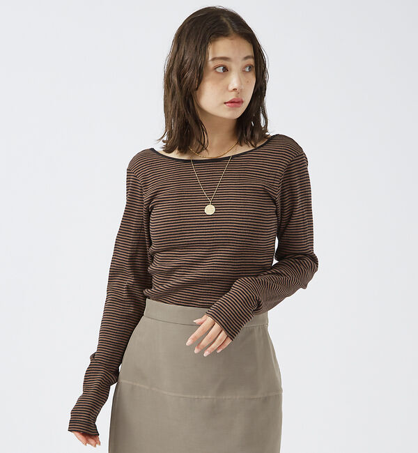 Rouge vif「【Robert P. Miller】パネルリブ バックオープンロンT / 背あき」|Tシャツ・カットソー|