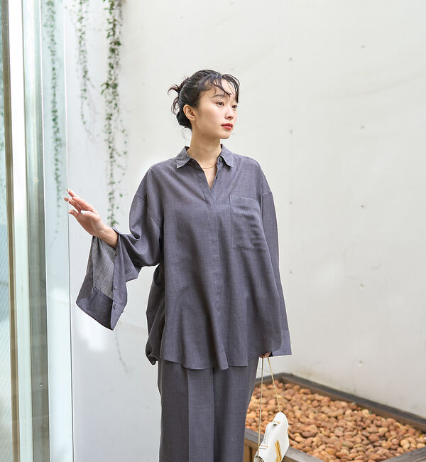 Rouge vif「【セットアップ対応】シアースリットスリーブボイルシャツ」|シャツ・ブラウス|