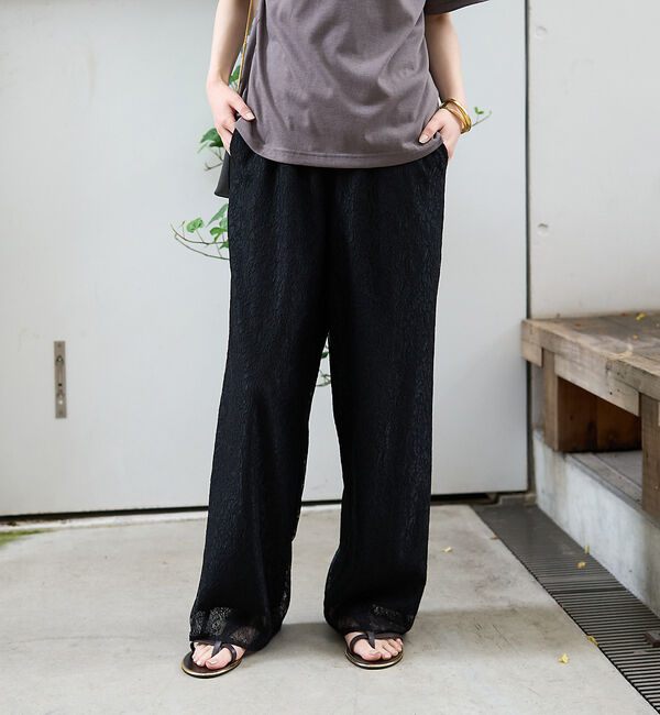 Rouge vif「レースストレートパンツ」|その他|ブラック