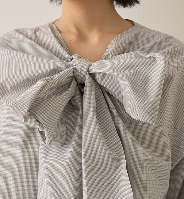 Rouge vif「コットンチェックリボンブラウス」|シャツ・ブラウス|