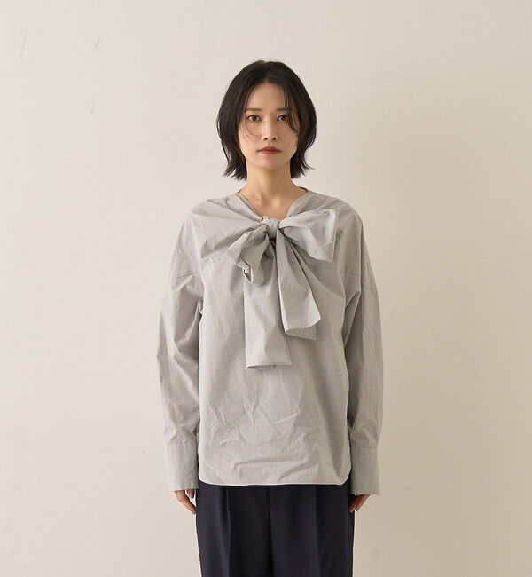 Rouge vif「コットンチェックリボンブラウス」|シャツ・ブラウス|