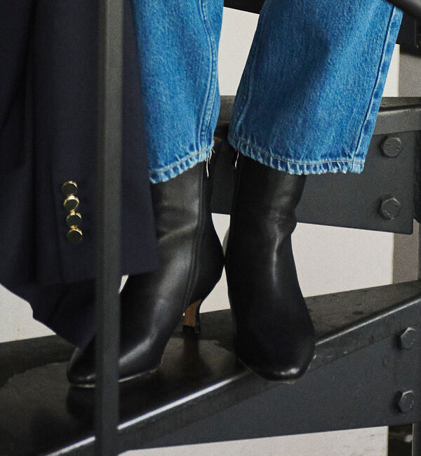 Rouge vif「【REMME／レメ】サイドジップレザーショートブーツ」|ショートブーツ|