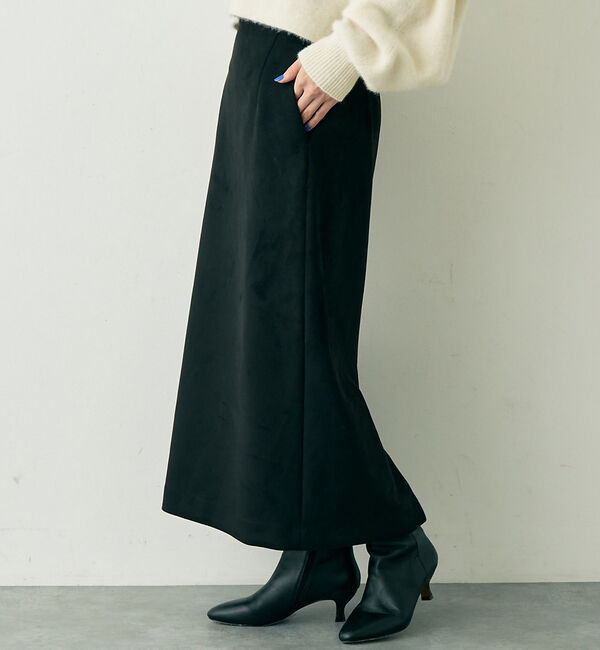 Rouge vif「フェイクスウェードストレッチタイトスカート/ナロースカート」|スカート|ブラック