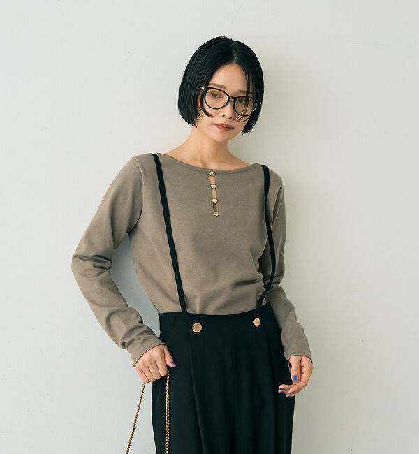 Rouge vif「【一部店舗限定】センターシーム ボートネックニットプルオーバー」|ニット・セーター|