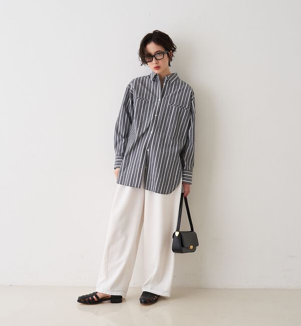 Rouge vif「胸ポケットコットン ルーズフィットストライプシャツ」|シャツ・ブラウス|