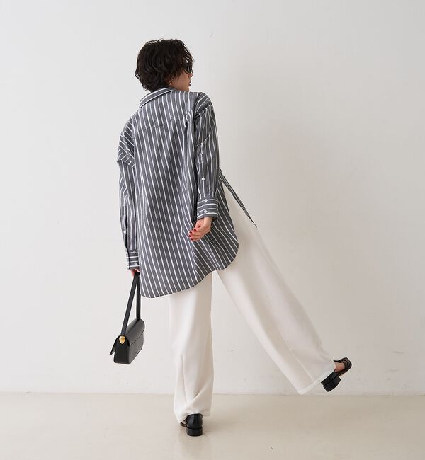 Rouge vif「胸ポケットコットン ルーズフィットストライプシャツ」|シャツ・ブラウス|