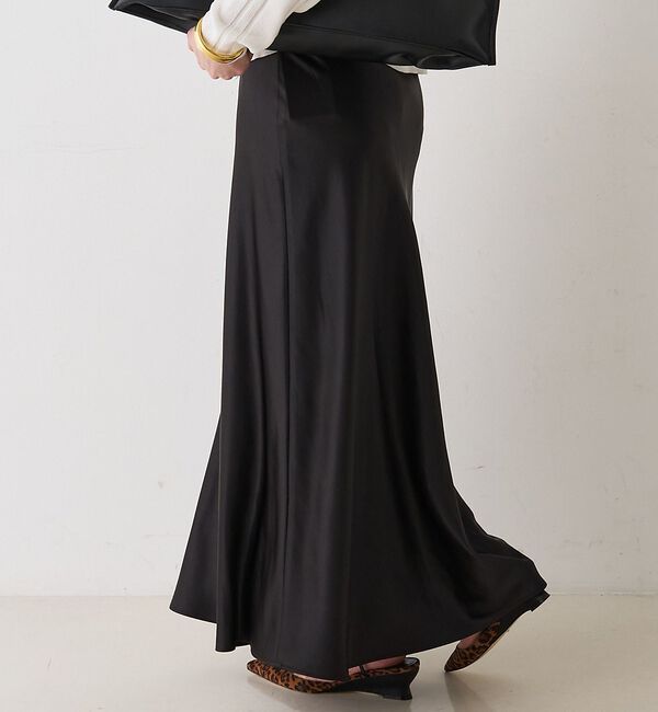 Rouge vif「サテンマーメイドイージーロングスカート」|スカート|ブラック