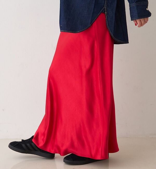 Rouge vif「サテンマーメイドイージーロングスカート」|スカート|レッド