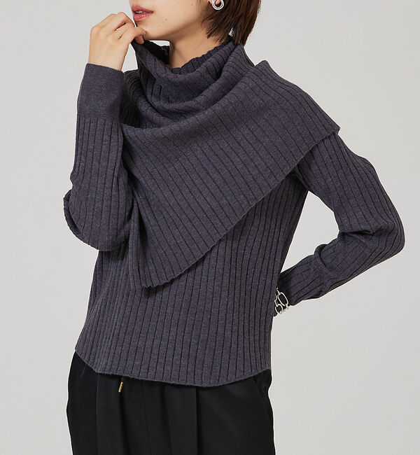 qualite「【23AW】アシメスヌードリブニット」|ニット・セーター|