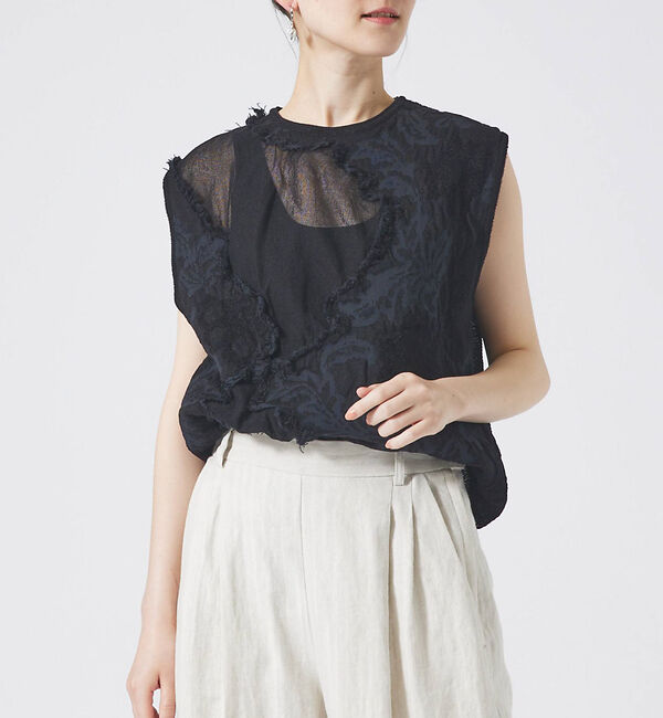 qualite「boussole&times;qualite カットフリンジニット」|ニット・セーター|ブラック