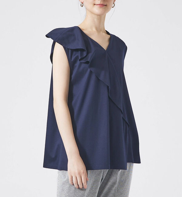 qualite「アシメフレアカットソー」|Tシャツ・カットソー|ネイビー