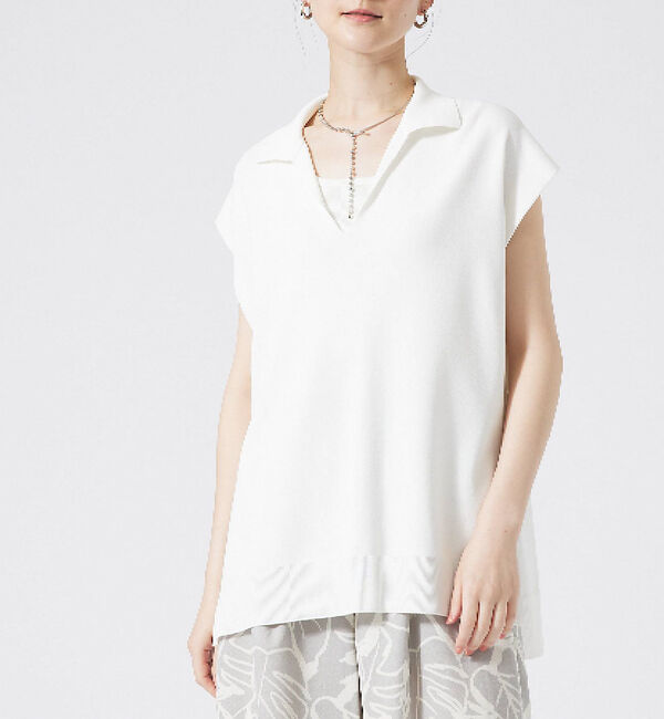 qualite「レーヨンストレッチオープンカラーシャツ」|シャツ・ブラウス|オフホワイト