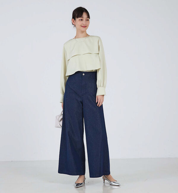 qualite「ブライトツイルティアードブラウス」|シャツ・ブラウス|