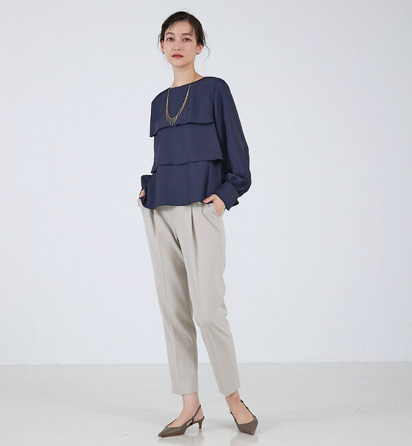 qualite「ブライトツイルティアードブラウス」|シャツ・ブラウス|