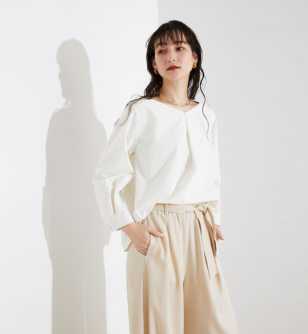 qualite「2WAYストレッチタックブラウス」|シャツ・ブラウス|