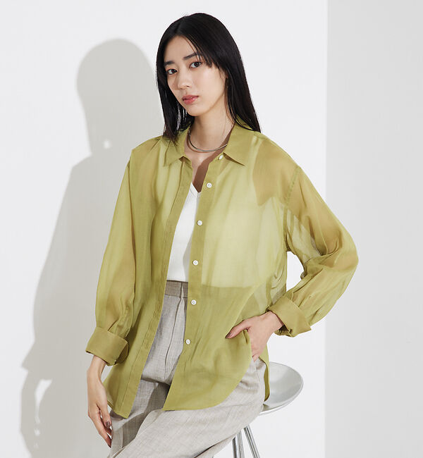 qualite「ソフトオーガンジーシアーシャツ」|シャツ・ブラウス|