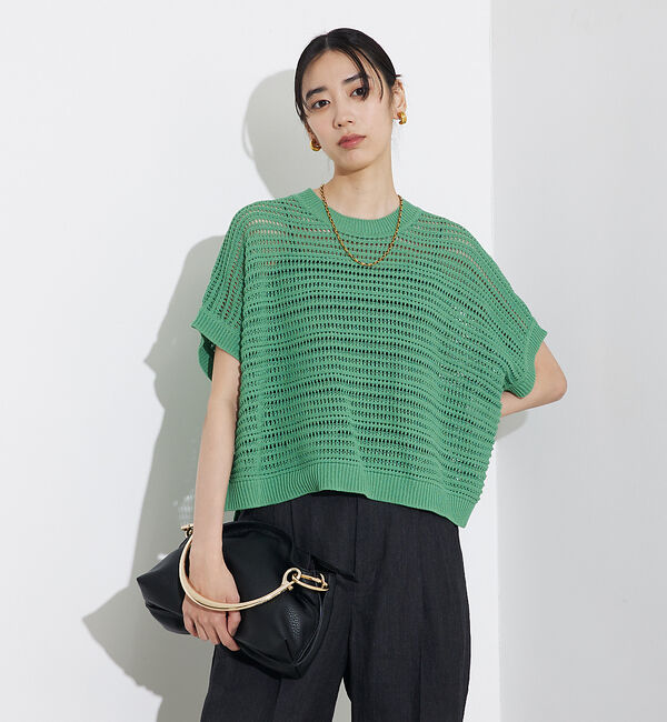 qualite「透かしガータースクエアニット」|Tシャツ・カットソー|